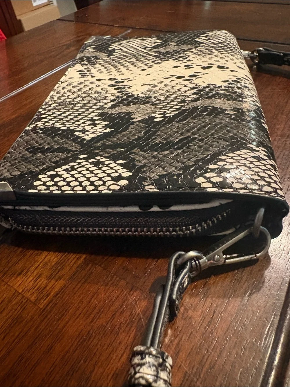 Black & Cream Snake-Print Crossbody Bag